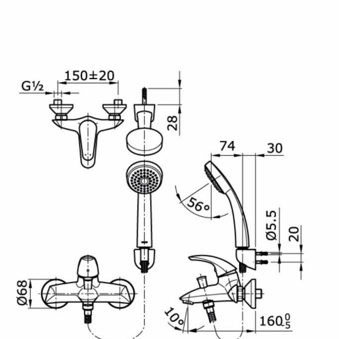 Grosir Toto Kran Bathtub Shower Mixer - Hand Shower Set Tx432Shbr Terlariss 