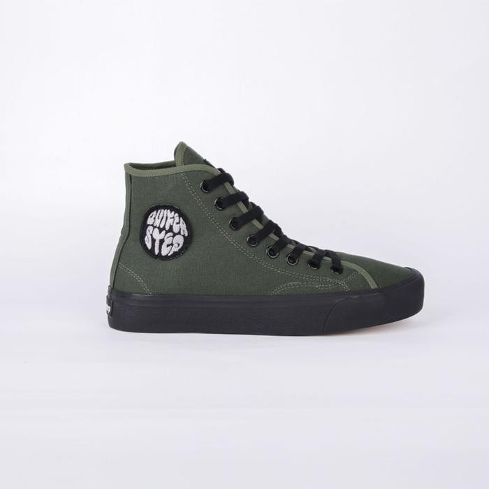 setia Sepatu Quiferstep - Sepatu Kasual Pria Wanita Army Black Sneakers Canvas Casual Hijau Army