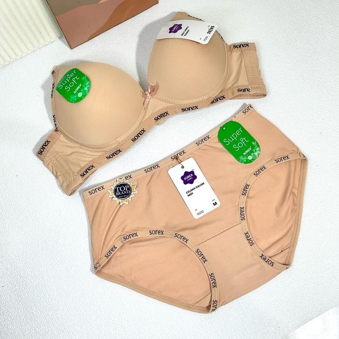 yrka- Bra Bh Set + Cd Setelan Sorex Wanita Tanpa Kawat Berbusa 34-40