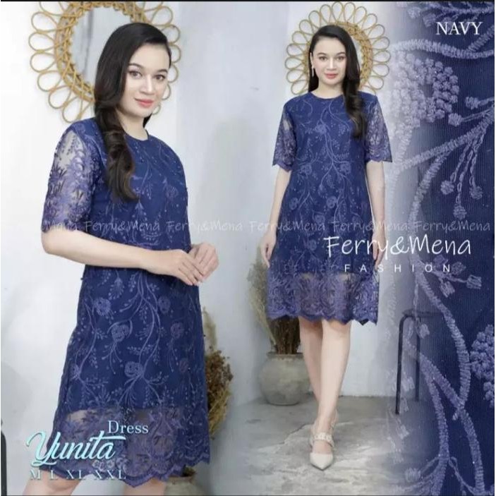 Dress Tile Yunita / Dres Tulle Yunita Cantik / Dres Cantik / Dres Brukat / Dres Mewah / Kebaya