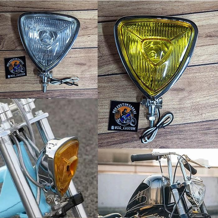 Headlamp Triangle Import . Lampu Depan Chopper . Foglamp Motor Custom