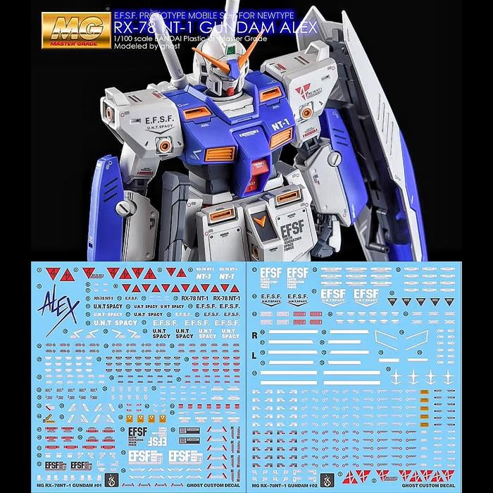 MG 1/100 RX-78NT-1 GUN DAM NT-1 ALEX VER. 2.0 WATER DECAL GHOST CUSTOM DECAL