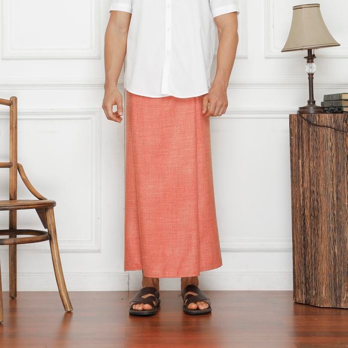 d1yv- New Box Sarung Universa - Orange (Premium Sarong) Sarung Polos Muslim Sarung Dewasa