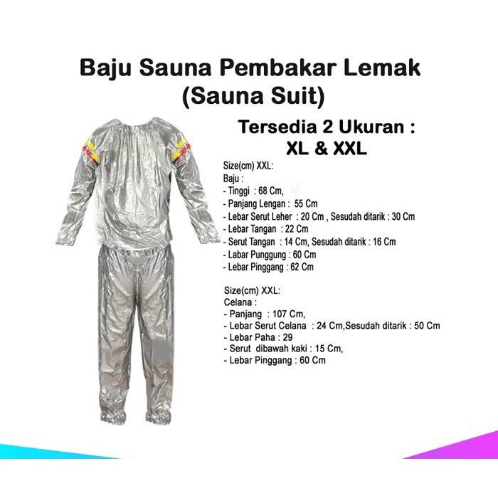 Set sauna/stelan baju dan celana olahraga/jaket sauna pembakar lemak kom