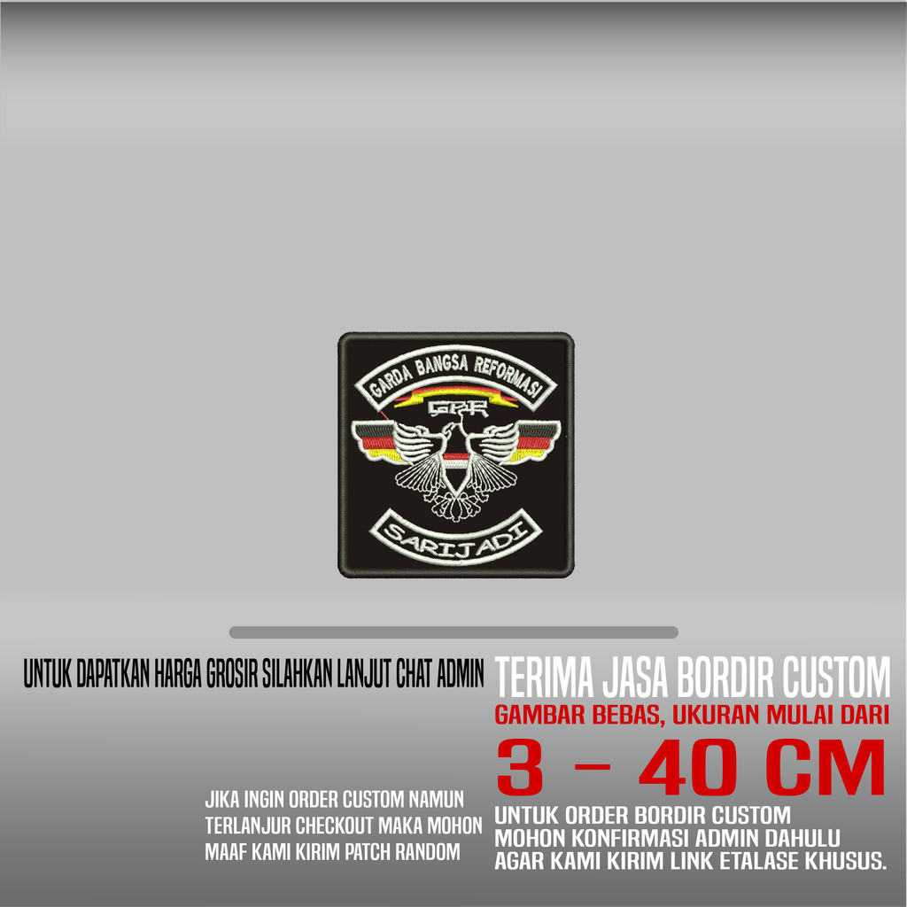GBR GARDA BANGSA REFORMASI SARIJADI HDP-326 PATCH BORDIR LOGO/EMBLEM