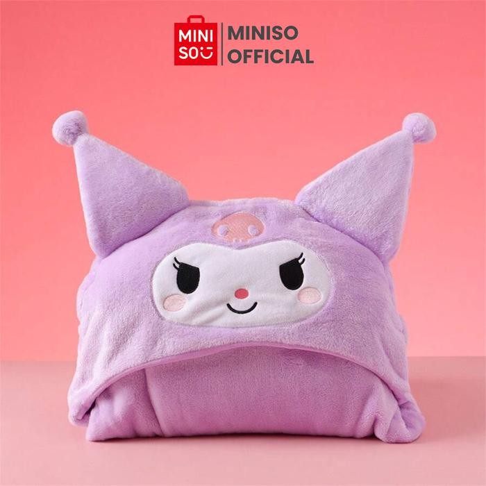 Miniso Kuromi Hooded Blanket Selimut Hoodie Selimut Kupluk Bahan Bulu Halus Lembut Promo 