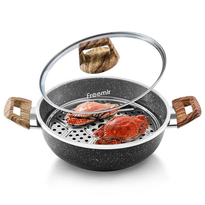 HariPromo- [Freemir X Raisahouse] Wajan Panci Kuping 24 Cm Anti Lengket + Steamer Saringan