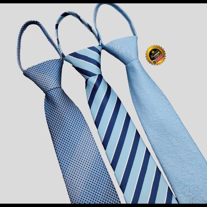 Terlaris dasi pria biru muda dasi instan pria dasi kantor dasi jadi siap pakai SALE