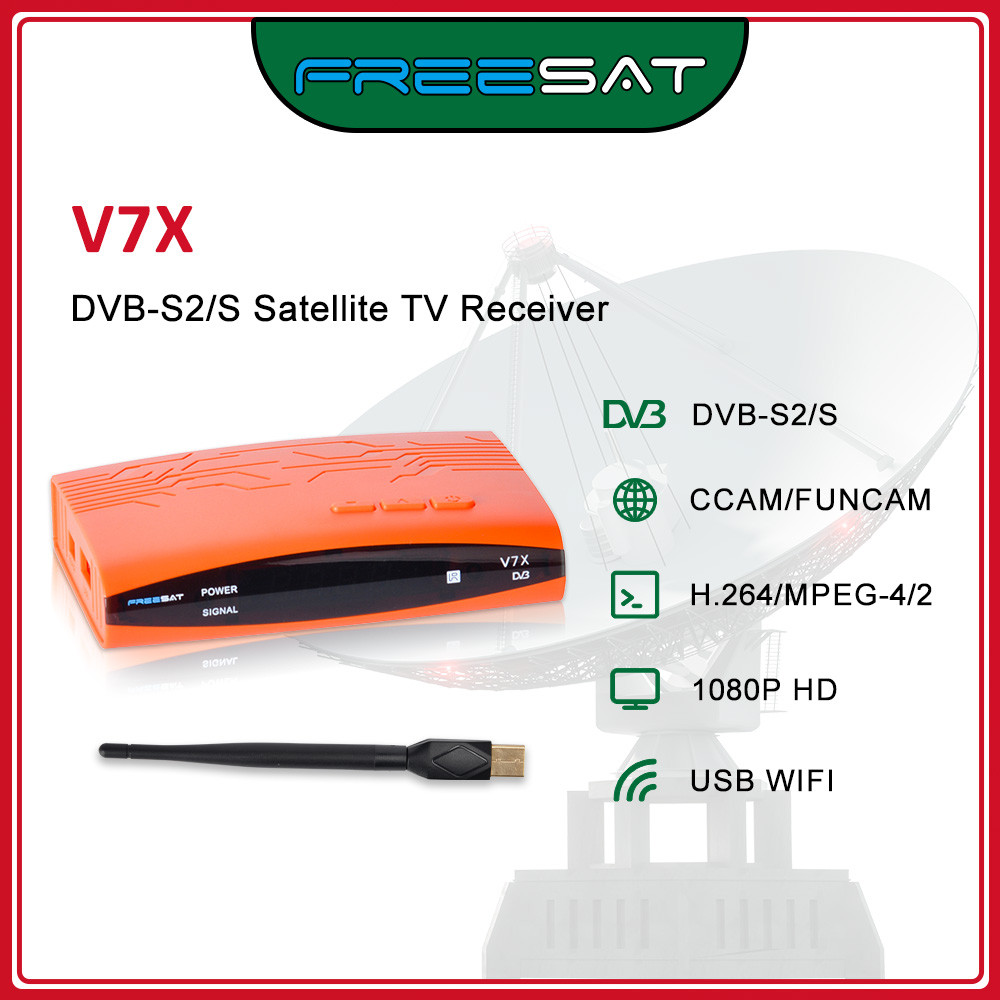 Freesat V7X Dvb-S Dvb-S2 Digital Signal Satellite Hd Decoder 1080P H.264 Tv Receiver With Usb Wifi