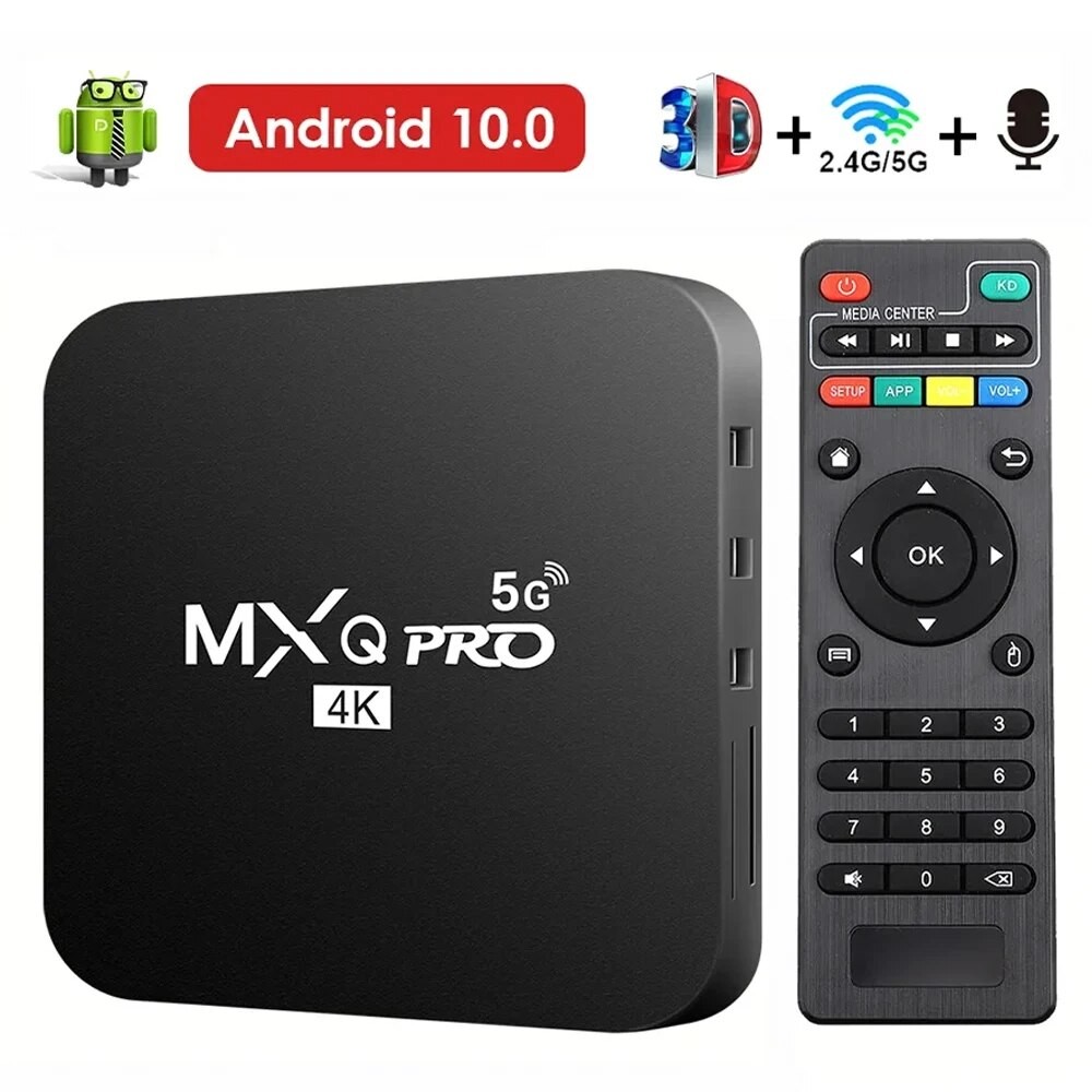 New Smart Tv Box Mxq-Pro 4K Hd Android 10.0 Smart Tv Box 2.4/5G Dual-Wifi 3D Video Media Player Home