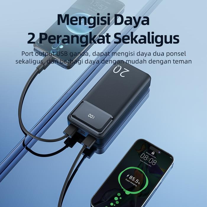 Basike Powerbank 20000 mah Power Bank Fast Charging Murah Mini LCD