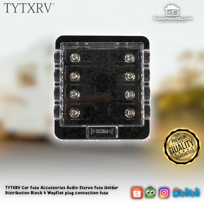TYTXRV Car Fuse Accessories Audio Stereo Fuse Holder Block 4 WayFlat