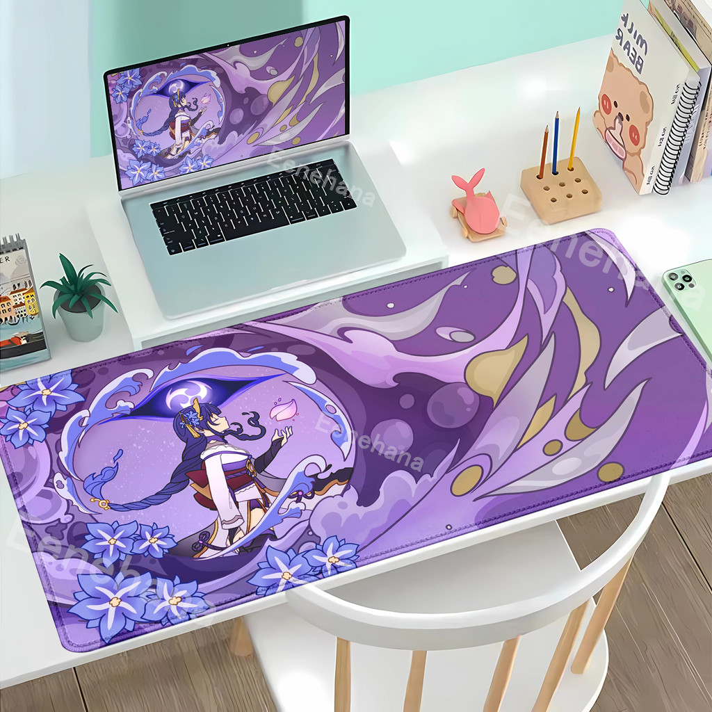 Genshin Impact Raiden Shogun Anime Mouse Pad Large Gaming Mousepad Rubber Pc Office Accessorie