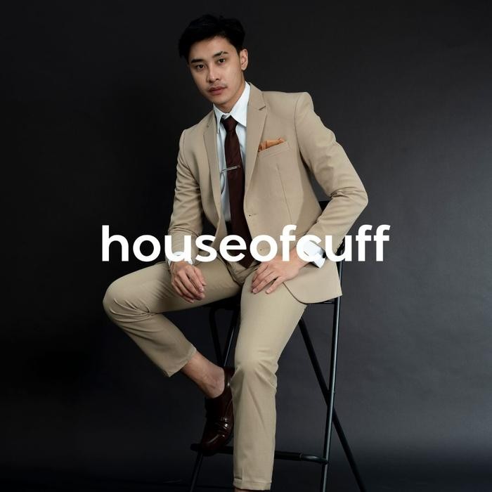 Houseofcuff Jas Set Celana Formal Blazer Krem Formal Pria Jas Nikah