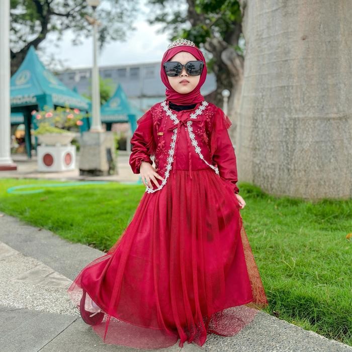 ORIGINAL AKFAS - Gamis anak brokat bordir Baju anak mewah Gamis anak mewah Baju Anak Gamis Anak kode