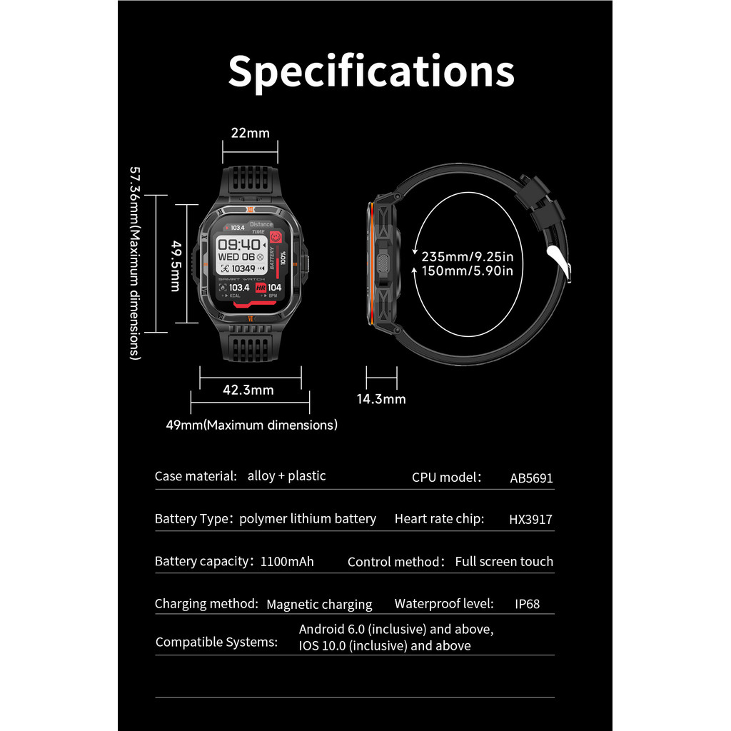 for Honor Magic8 Pro Magic7 v5 v3 v2 500 Pro 400 Smart Watches For Man Outdoor Sport LED Smartwatch