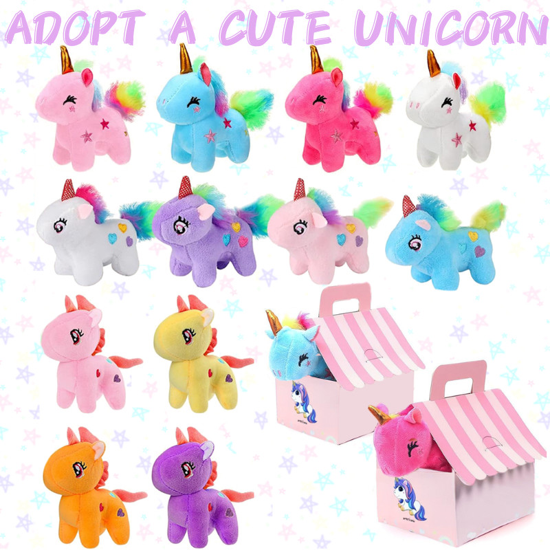 12/24/36Sets Unicorn Party Favors Stuffed Animal Adopt Me Unicorn Plush Keychain Birthday Gifts with