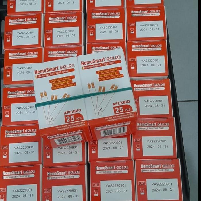 Strip Hb Hemoglobin Apexbio Hemosmart Gold Hemoglobine Strip Isi 25 Ed. 04/2027 #Gratisongkir
