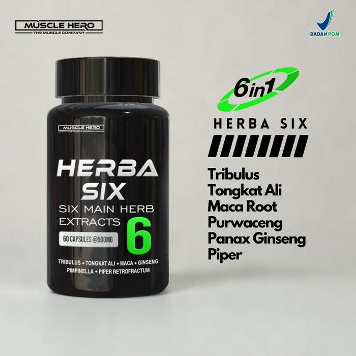 Herba Six 6 In 1 Testosterone Boost - Tongkat Ali Tribulus Maca Ginseng Purwaceng Piper - Bpom