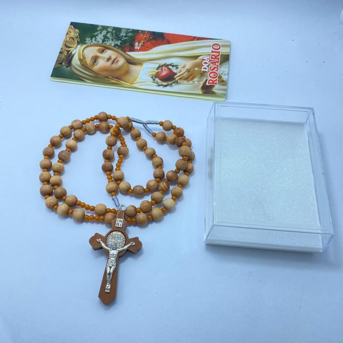 TERLARIS Kalung Rosario Katolik Kayu Cendana Asli Premium Harum Alami & Elegan READY