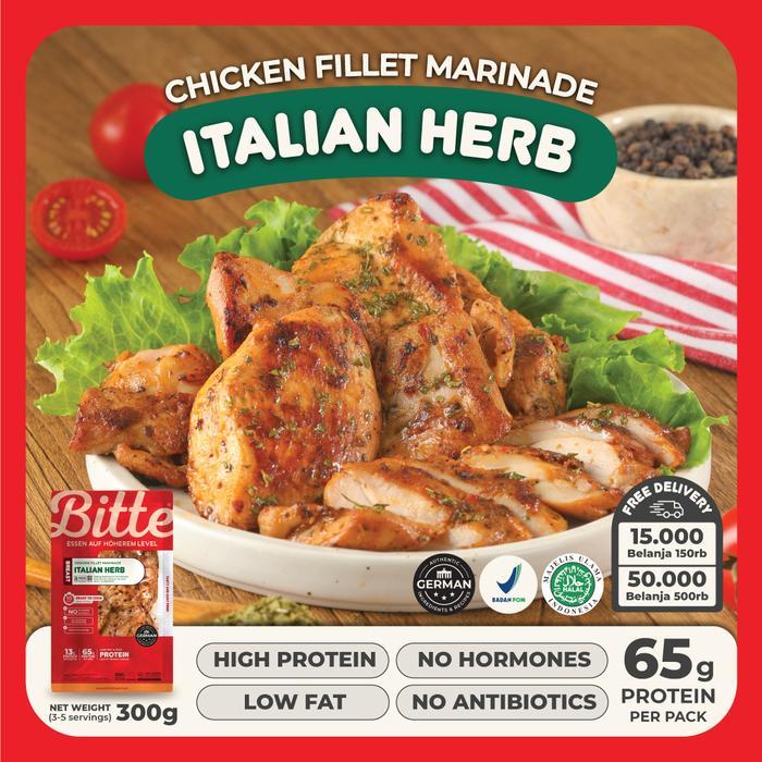 Italian Herb Chicken Fillet Marinade 300G - Bitte Food / Ayam Filet Marinasi Healthy Ready To Cook