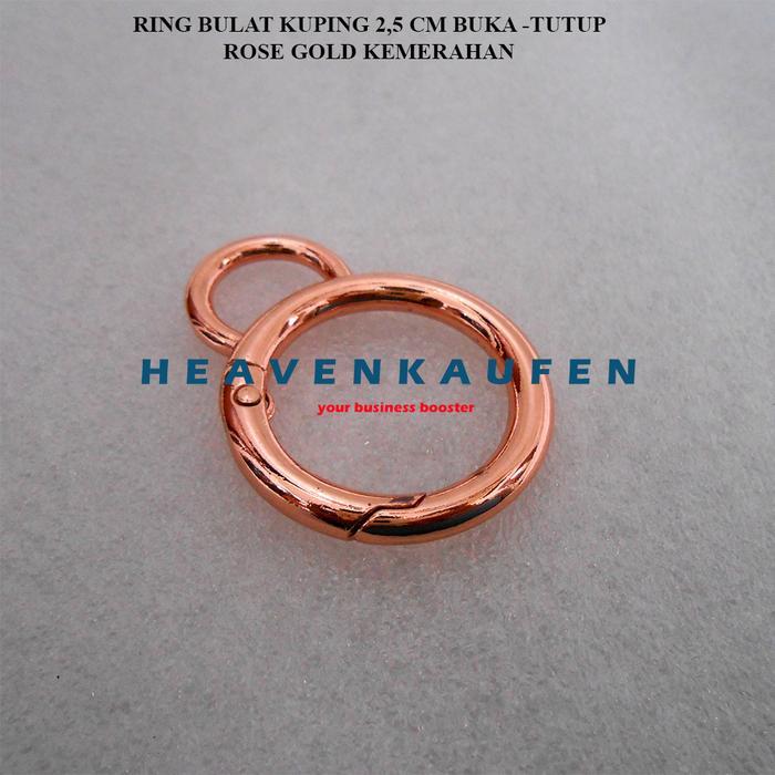 Ring Bulat Tas Model Buka - Tutup On-Off Warna Rose Gold Kemerahan Diameter Lubang 2,5 cm Harga Per