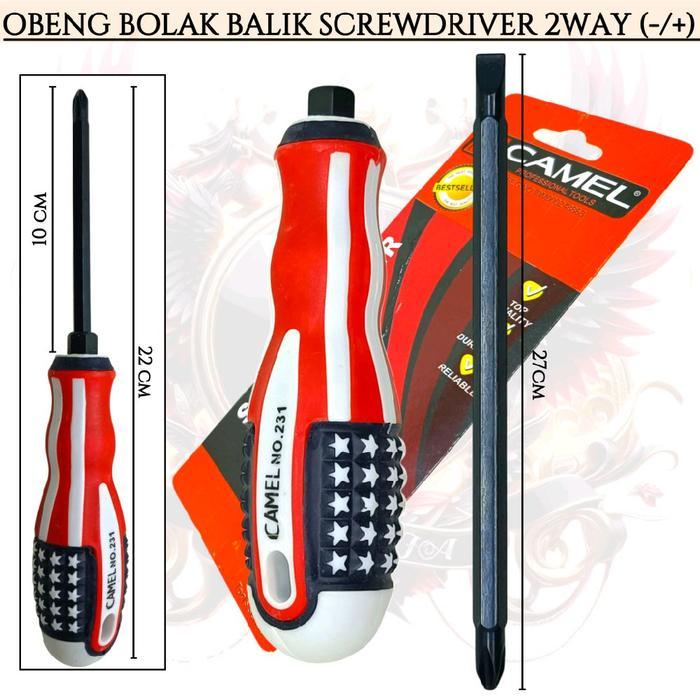obeng bolak balik camel obeng 2 way (-/+)/amerika
