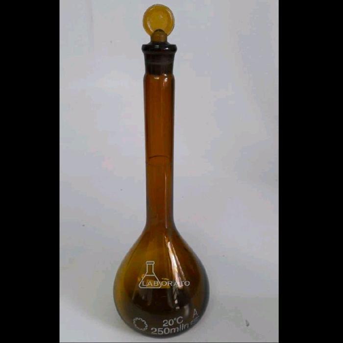 LABU UKUR KACA AMBER 250ML / LABU VOLUMETRI / LABU KIMIA PI15RA6