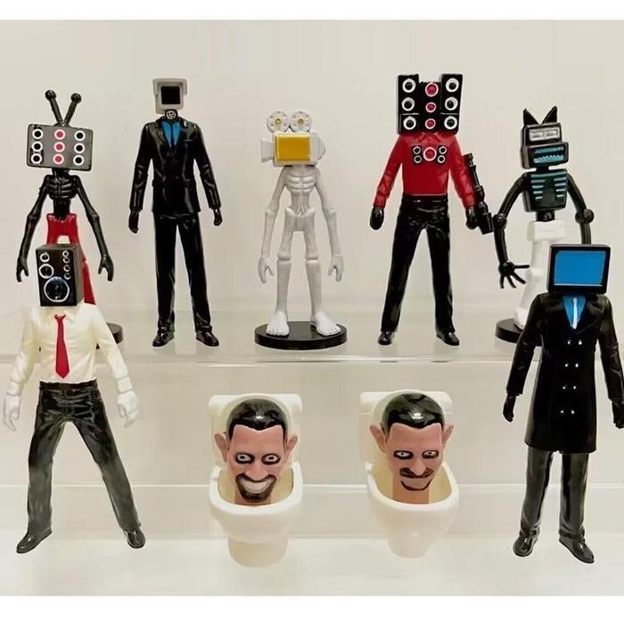 Ready Siren Head Figure Pajangan Mainan Skibidi Toilet 9Pcs Speakerman Tv Man Monitor Man Model