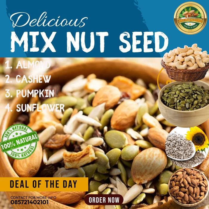 

ASLI MIXed NUTS & SEEDS 1 KG PREMIUM - TRAIL MIX NUT & SEED MIX NUT 1 Gr READY STOCK