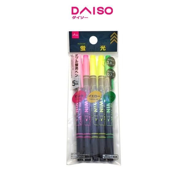 

Terlaris! Daiso Double Fluorescent Pen Water-Based Ink - 5 Pcs - Pink - Yellow -