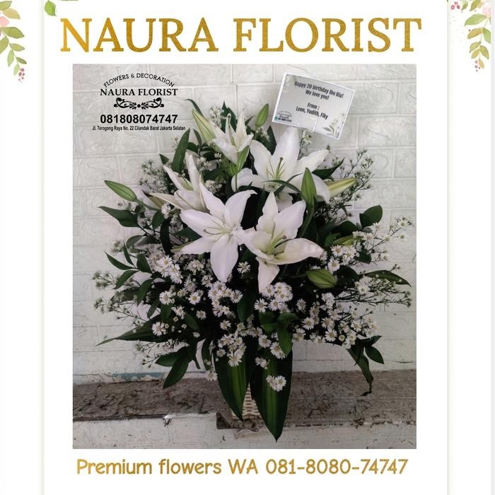 Bunga Meja Lili/Bunga Lili Putih/Rangkaian Bunga/Lili Casablanca /Bunga Meja Premium/Bunga Asli/Kado