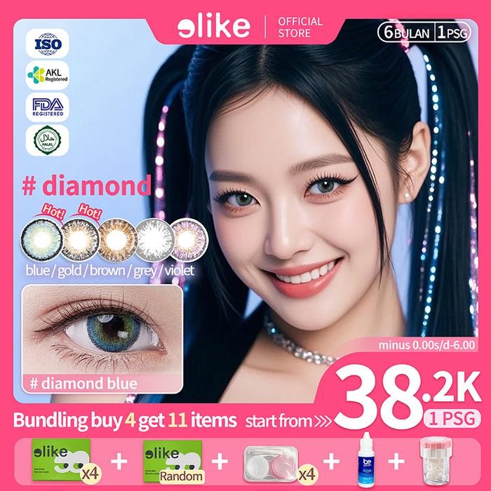 Pilihan- [Beli 4Psg Dapat 11]Elike Diamond Seri Softlens 14.0-14.5Mm Big Eye Soft Colored