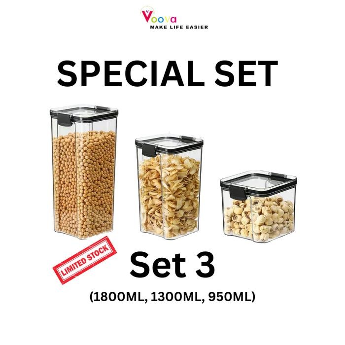 [COD] Set 3 Toples Akrilik/ Toples Akrilik/ Toples Akrilik Serbaguna/ Tempat Penyimpanan/