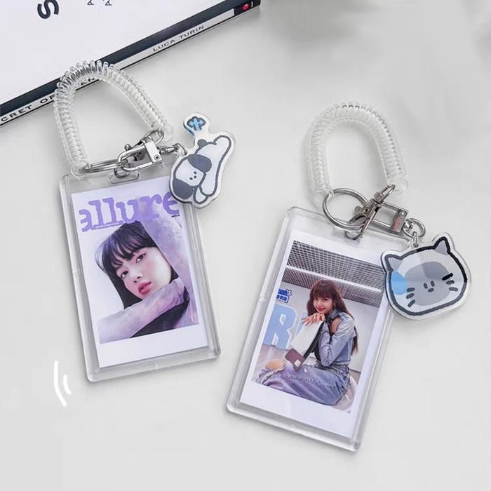 

Gantungan Kartu ID Card Holder Photocard Holder Akrilik Transparan Bening dengan Stiker Motif Hewan