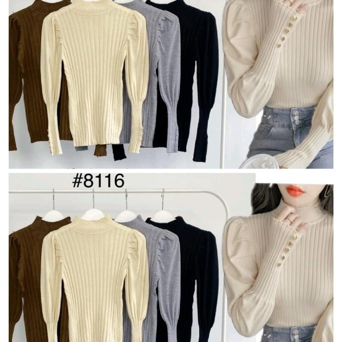 Inner Rajut Turtleneck Premium Lengan Panjang Import Manset Baju