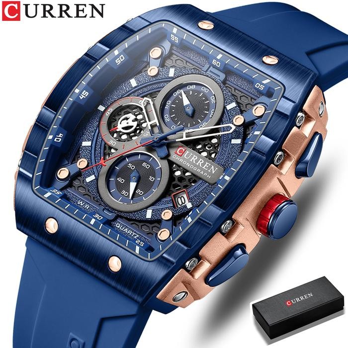 Pilihan- Curren Terbaru Jam Tangan Pria Anti Air Chrono Aktif Jam Tangan Cowok Watches 8442