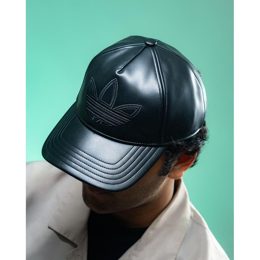 Adidas Originals PU Trefoil Outline Baseball Cap IY4059 Leather-Like Topi Original 100%
