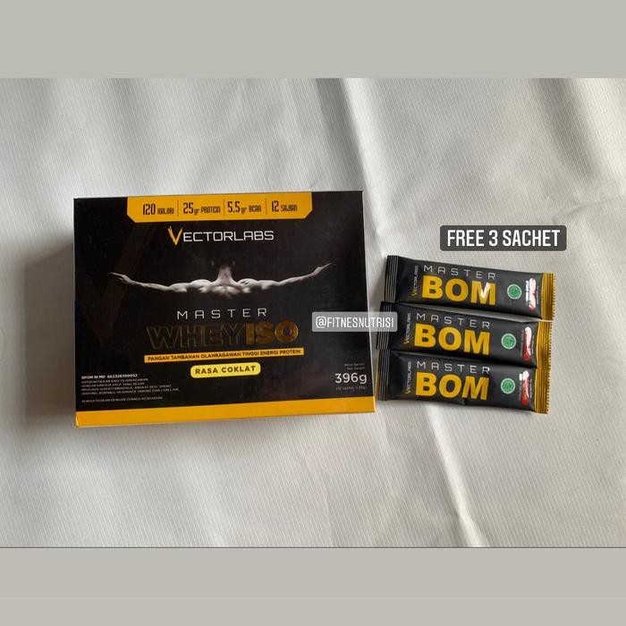 vectorlabs master whey iso 12 sachet susu isolate diet fitness muscle