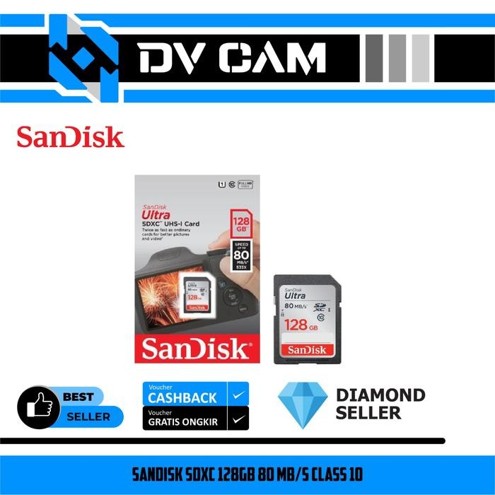Terbaik Sandisk Sdxc 128 Gb 80Mbps Sdxc - Sdcard 128Gb 80 Mb/S Class 10 100% Ori