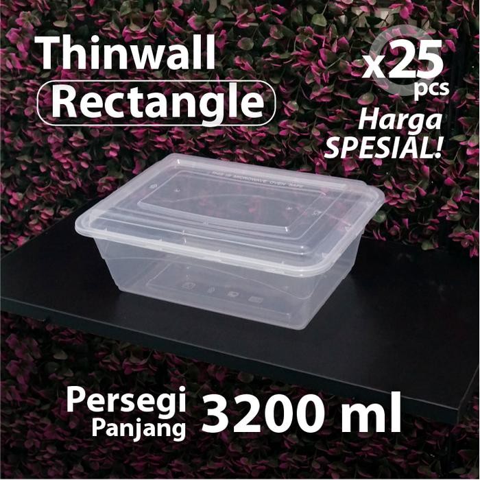

Paket 25 pcs - Thinwall Persegi Besar 3200 ml DM - Wadah Rectangle