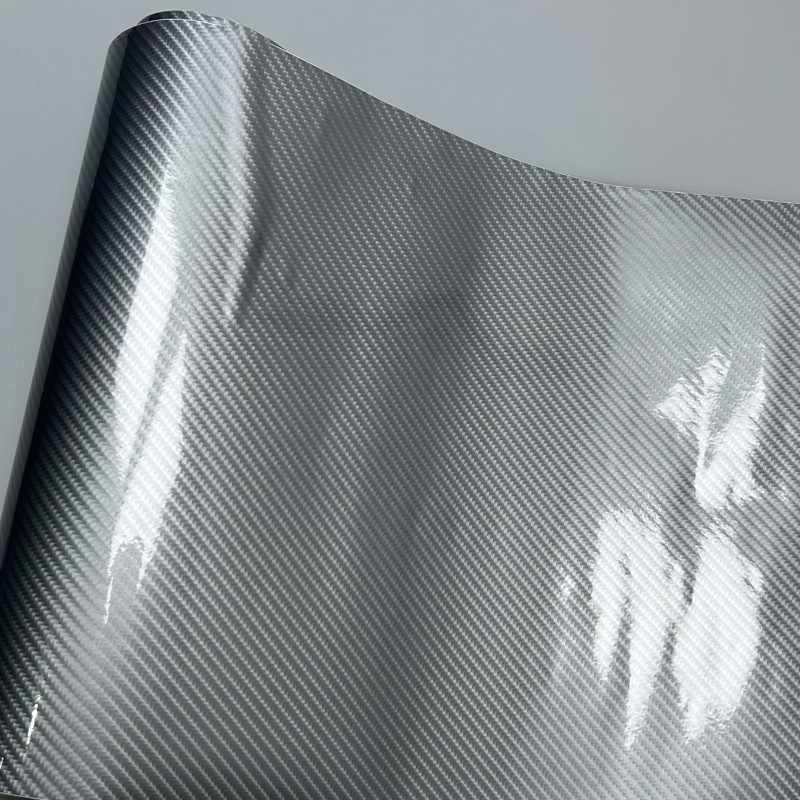 High Glossy Silver 6D Car Sticker Carbon Fiber Vinyl Auto Stickers