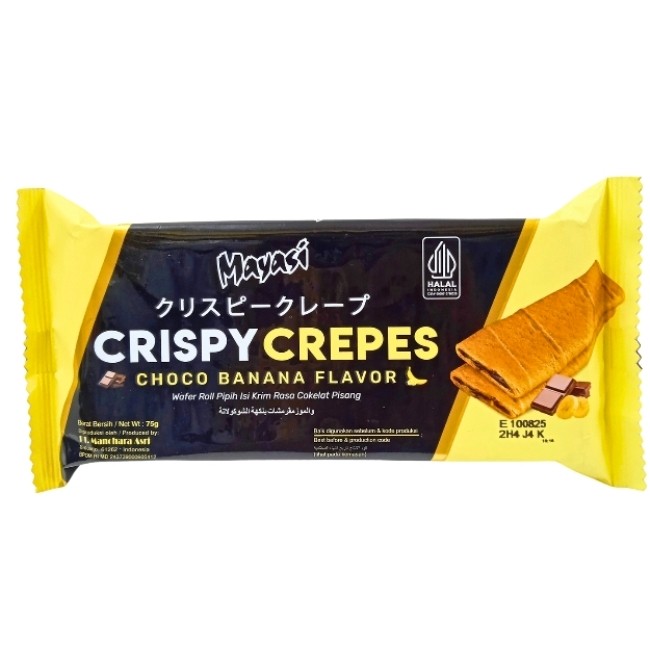 

S29951 MAYASI CRISPY CREPES CHOCO BANANA WAFER 75GR MAJU BERSAMA (20250914)