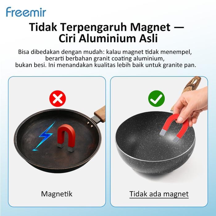 [Super Mega Sale] Freemir Wajan Cekung 20 Cm Wajan Anti Lengket Batu Granit Premium Wajan Panci