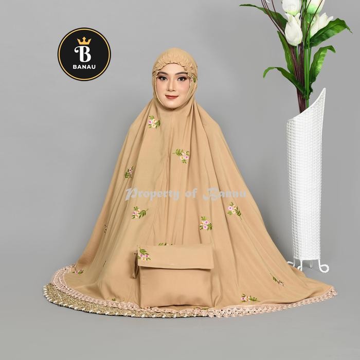 Mukena Dewasa Jumbo Rayon Premium Full Bordir Terbaru Motif Melati 2
