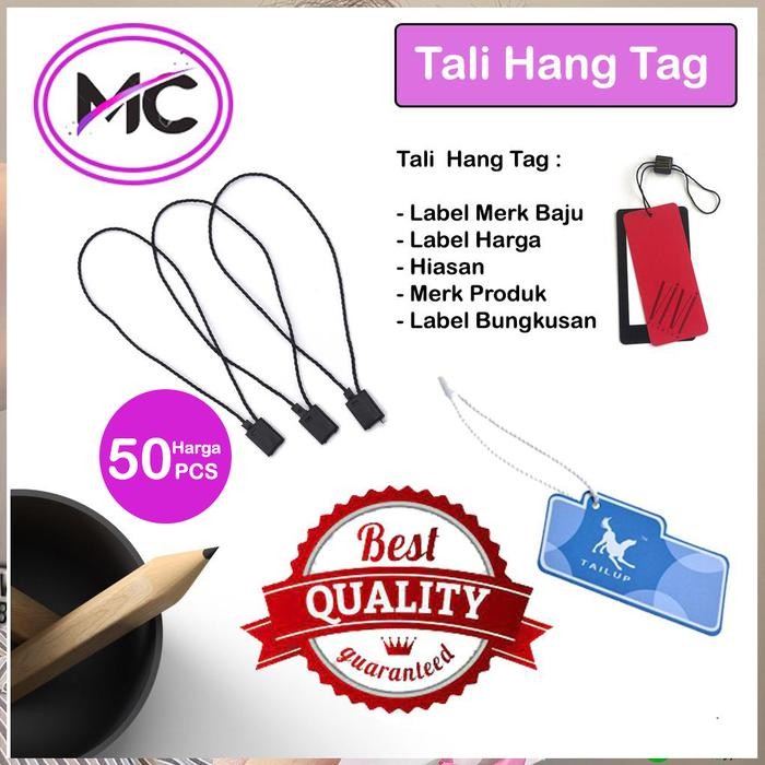

New Tali Hangtag Per pack 50 pcs Hang Tag Label Baju Merk Name Tag Loop Lock Pin Hitam Putih Bahan