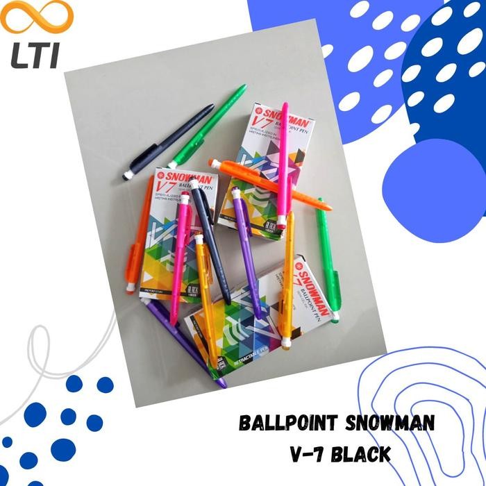 

OJ Pulpen Snowman V-7 Ballpoint Murah V-7 Snowman Bolpen Hitam / LUSIN Pena Stationery
