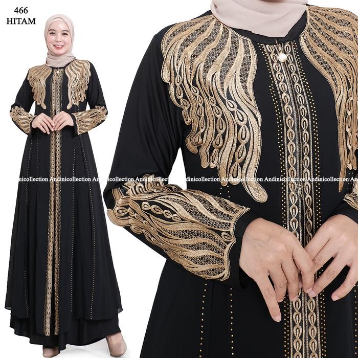 Pilihan- Andinicollection Abaya Hitam Turkey 466 Gamis Wanita Hitam Dress Maxi Remaja Muslim