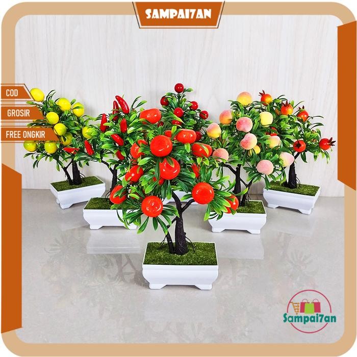 New Tanaman Hias Dekorasi Buah Plastik Import Bunga Hias Flower Pohon Buah Mini Dekorasi Rumah