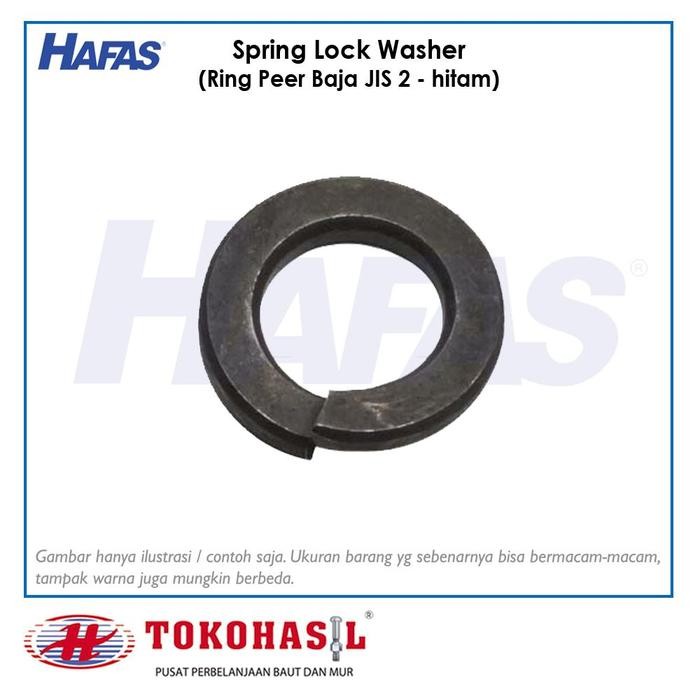 Pilihan- Ring Peer Baja Jis 2, M14 (Hitam) Spring Lock Washer Wl - 50 Pcs